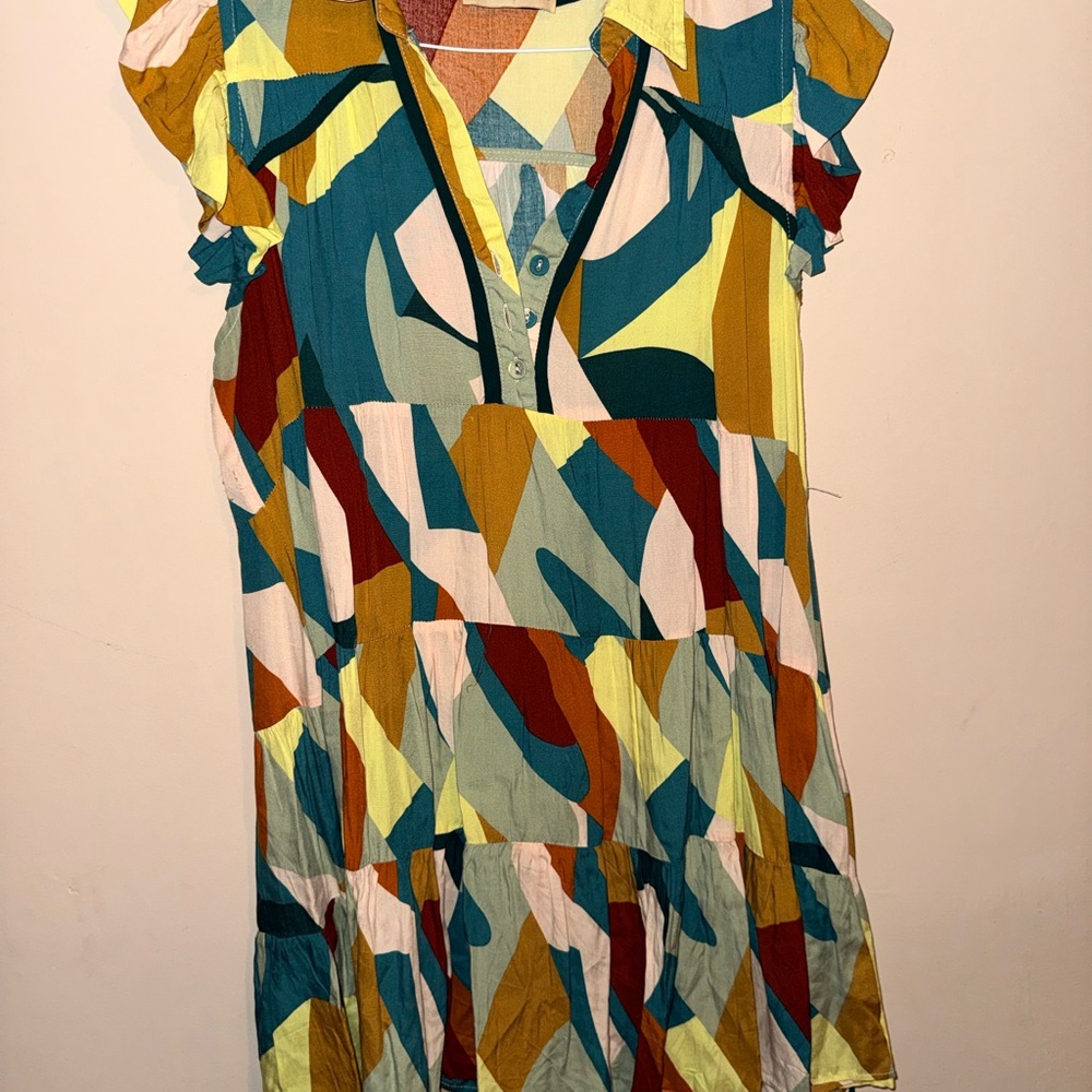 Colorful Geometric Pattern Dress - Picture 4 of 5